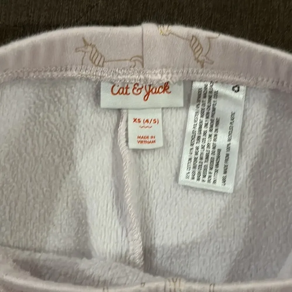 Cat & jack unicorn fleece inside leggings size xs 4/5